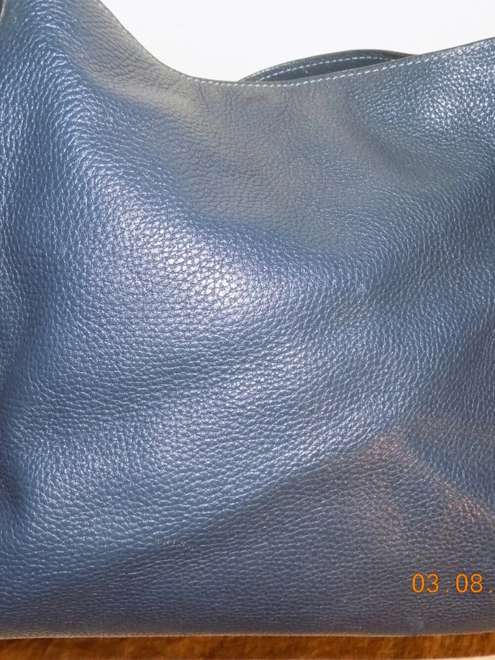 Coach Unique Navy Pebbled Leather Shoulder Hobo with Gold Hardware